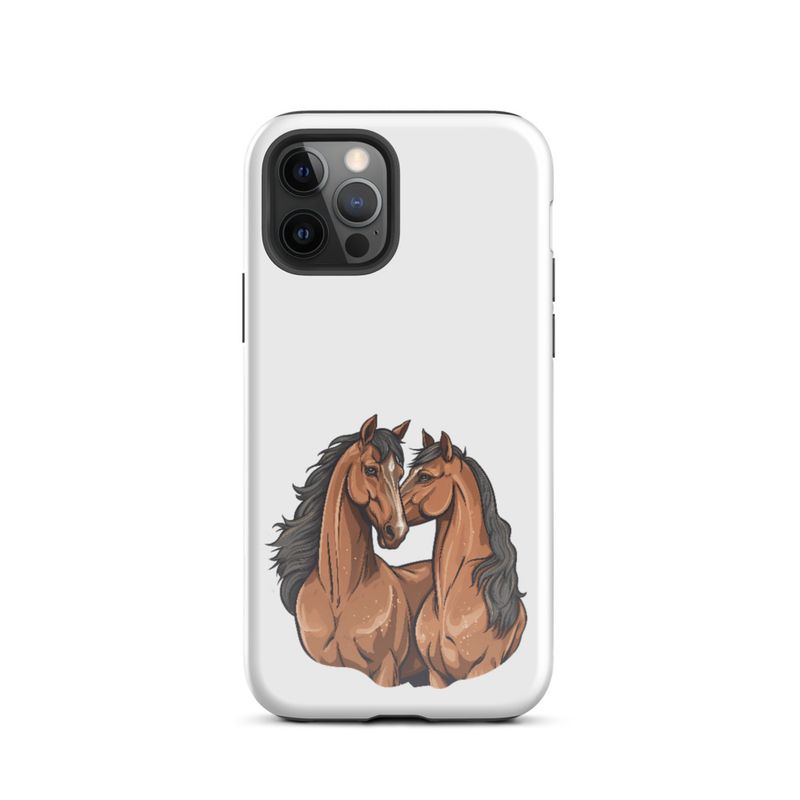 Tough Case for iPhone, Two brown horses snuggling, tdwcyd