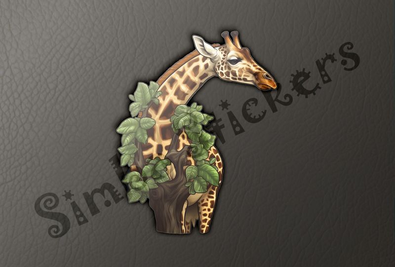 Giraffe behind tree with leaves in the Savanna