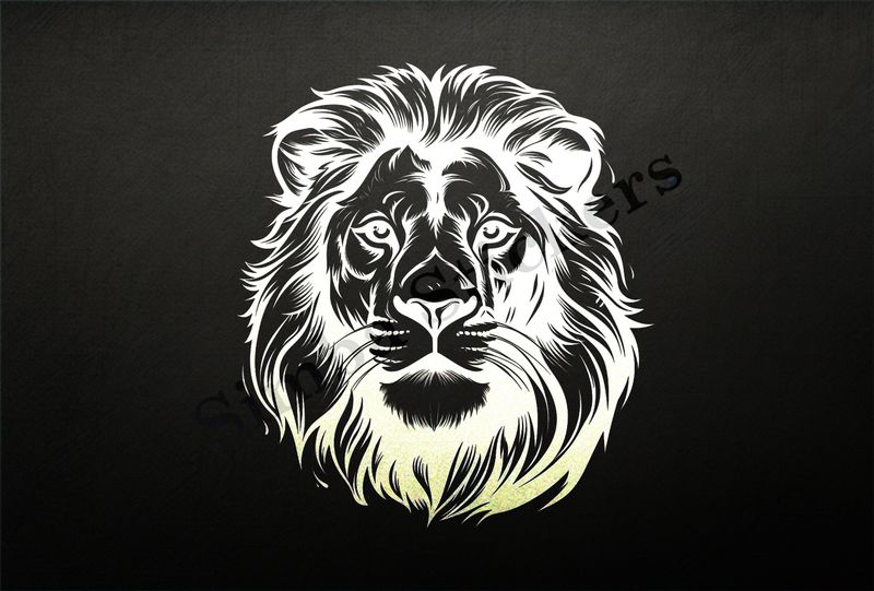 Majestic lion face, outline art, afrjkv