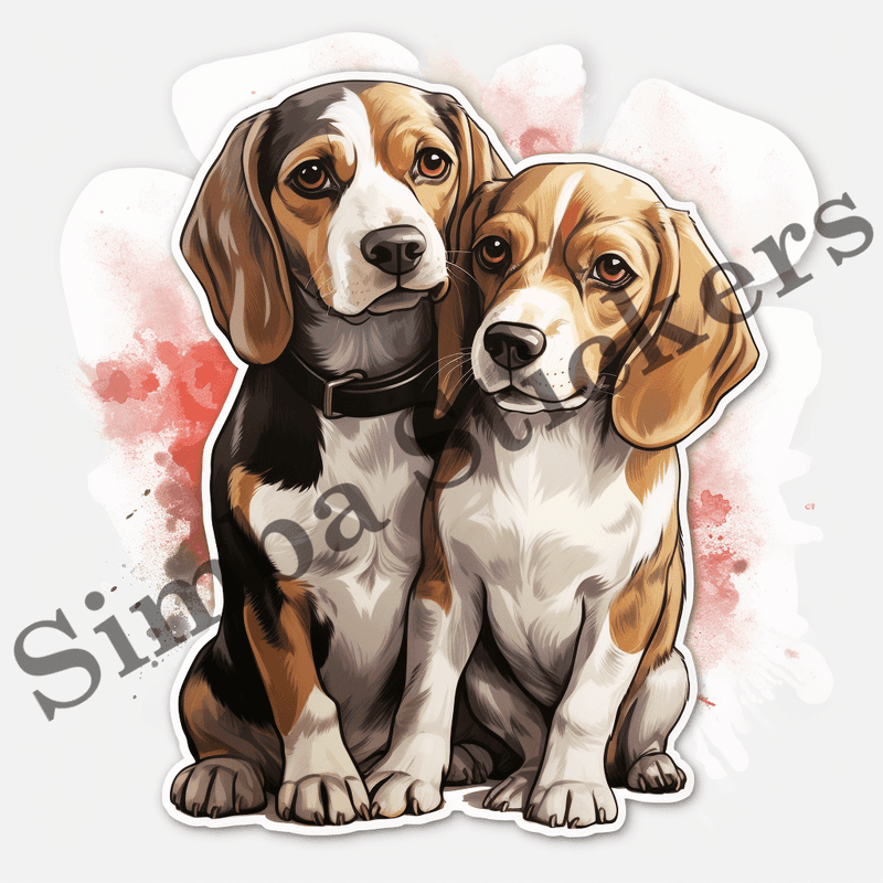 Beagle dogs in love, image set, 10 images