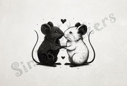 Mice nose-to-nose, outline art
