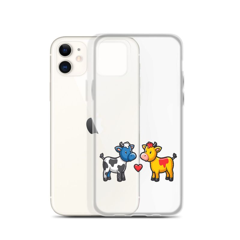 Clear Case for iPhone, Cattle, bull and cow in love, both colourful, zbyzzs