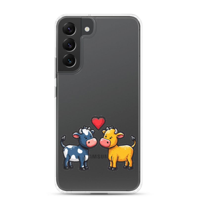 Clear Case for Samsung, Cattle, bull and cow in love, colourful , heart in picture, fvta2y