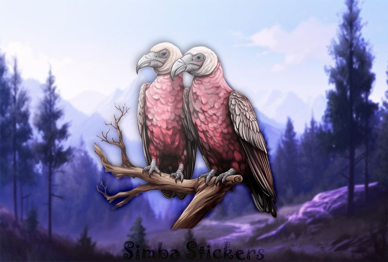 Bald Vultures in love perching on branch, syvsim