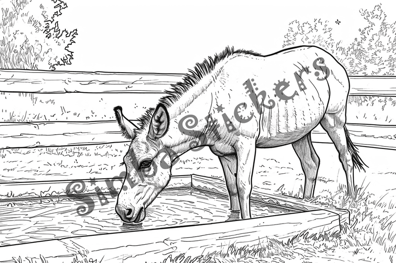 Colouring pages, bundle of mules, 25 images