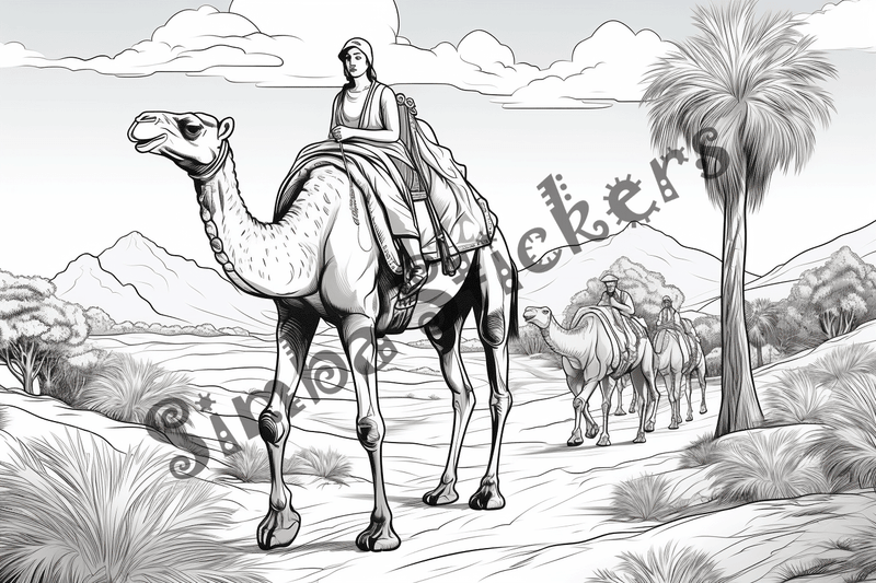Colouring pages, bundle of camels, 25 images 2
