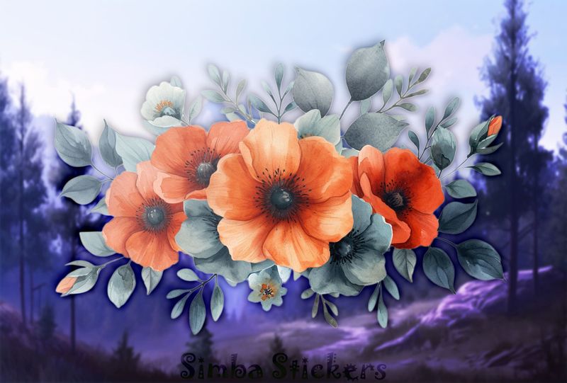 Bouquet of romantic flowers, watercolour