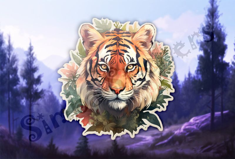 Tiger face in the green