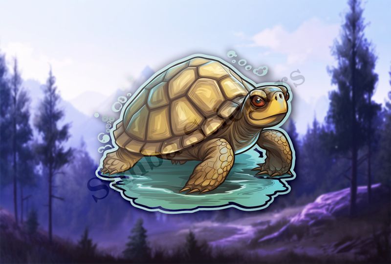 Tortoise walking and splashing