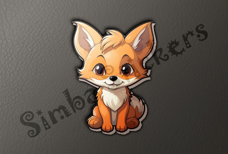 Baby red fox looking straight ahead and smiling