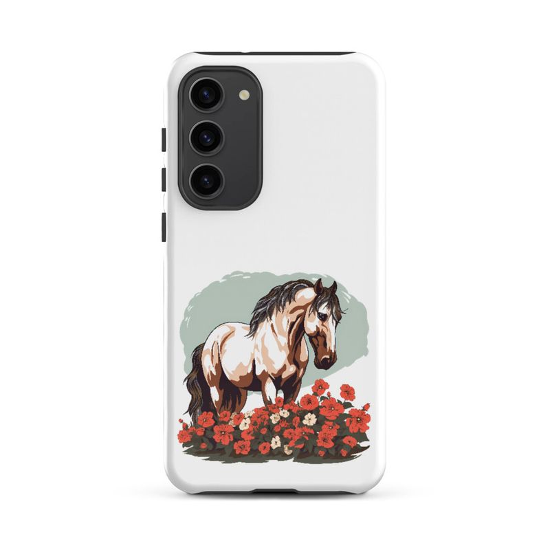 Tough Case for Samsung, Brown horse in field of red flowers, n4w2fj