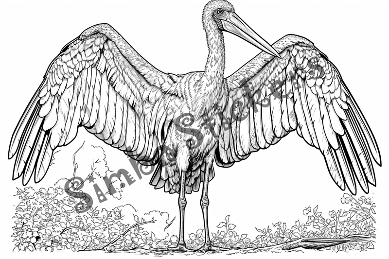 Colouring pages, bundle of marabou storks 2, 25 images