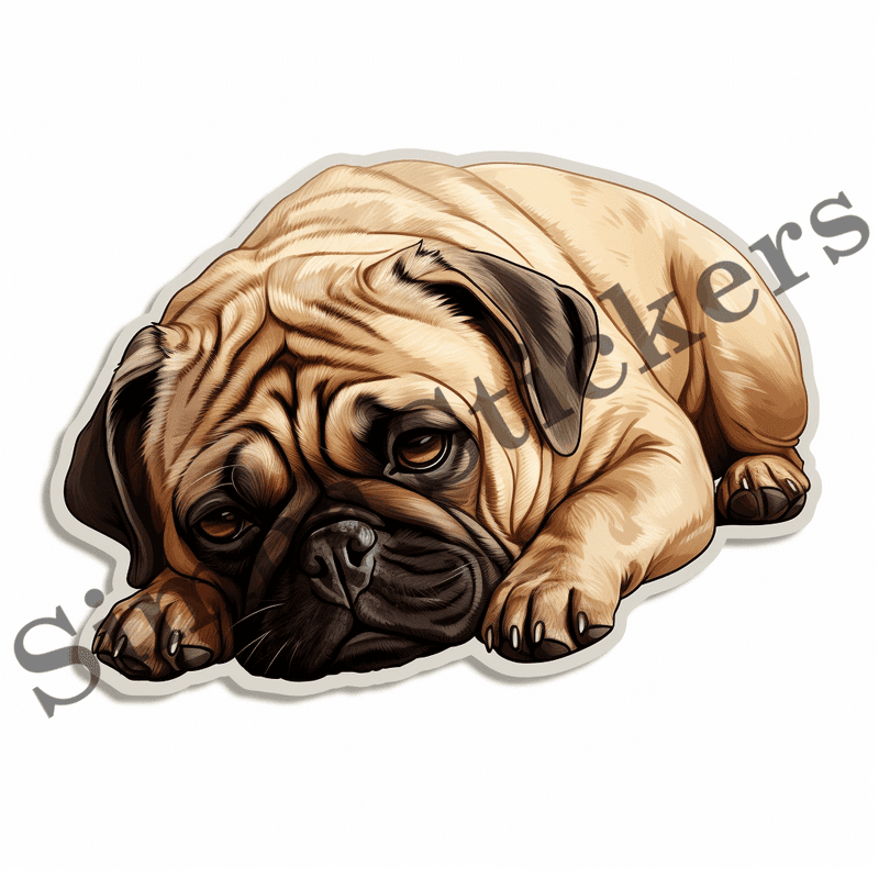 Pug dogs sleeping, image set, 10 images