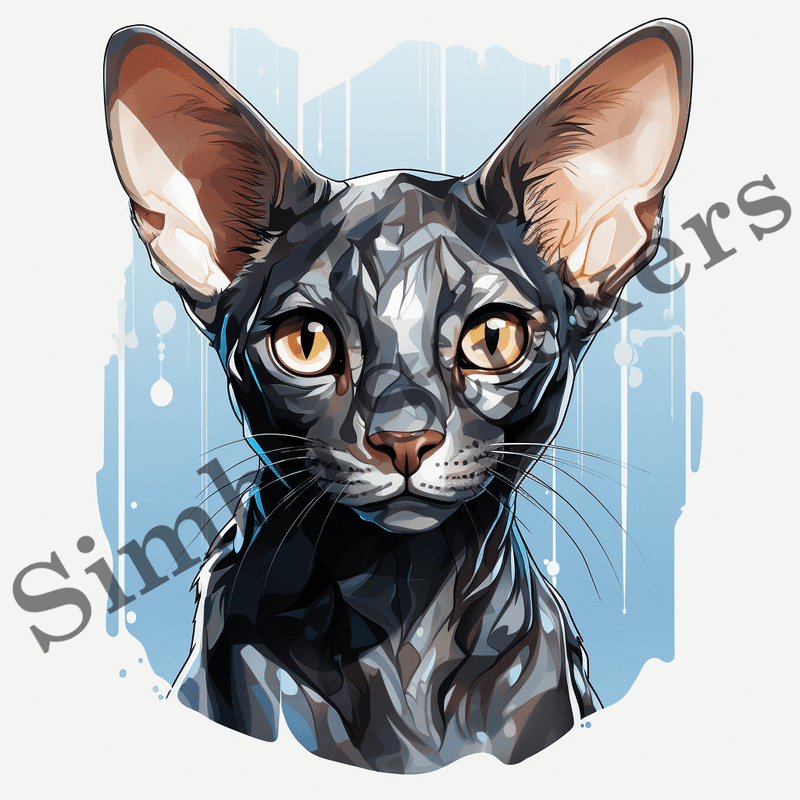 Oriental Shorthair cats in rain or snow, image set, 10 images