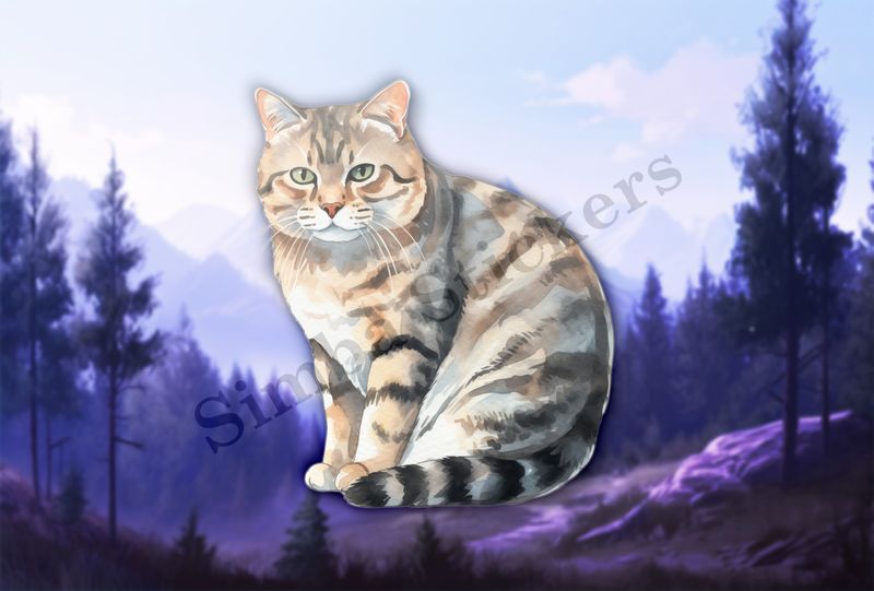 American Shorthair cat, watercolour