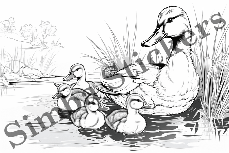 Colouring pages, Bundle of ducks in love, 25 images