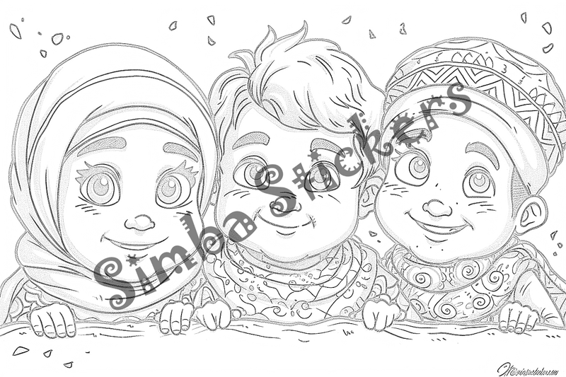 Colouring pages, bundle of people, grandparents and family, 25 images