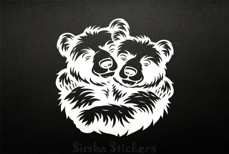 Bears in loving embrace cheek-to-cheek, outline art, ovas69