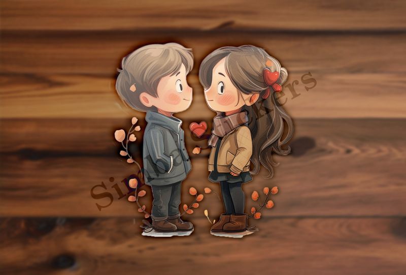 Boy and girl nervously in love