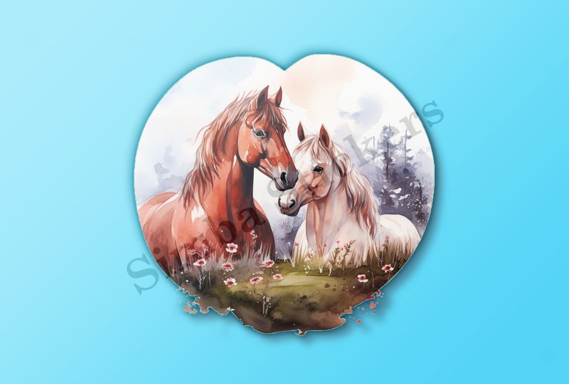 Horses in love, watercolour