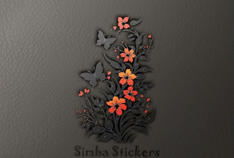 Black butterfly among orange flowers, outline art, mtipdr
