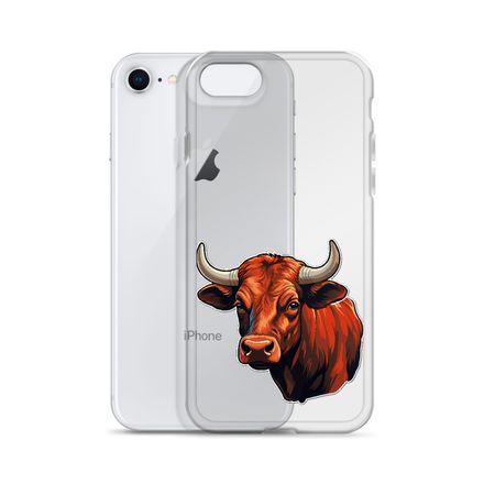 Clear Case for iPhone, Bull face, partial side view, bpor80