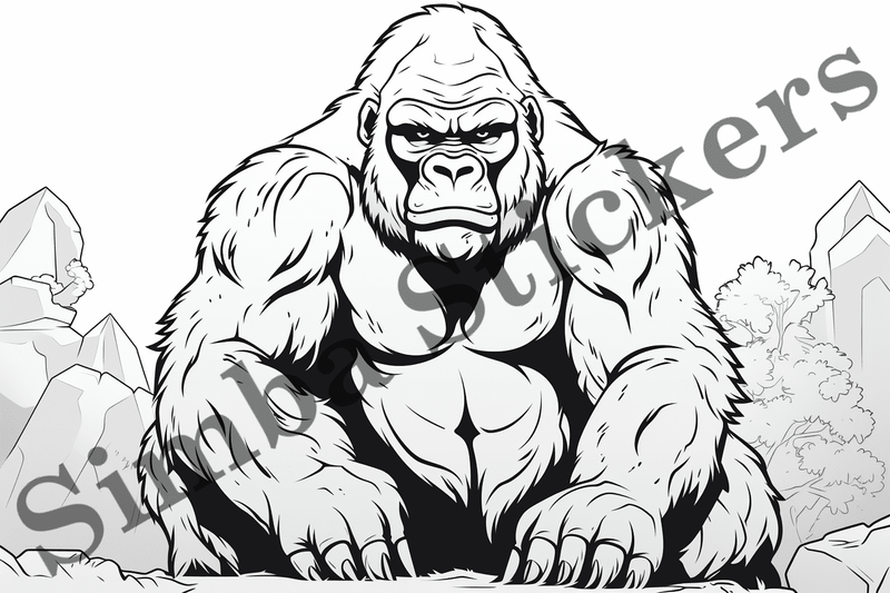 Colouring pages, bundle of gorillas, 25 images