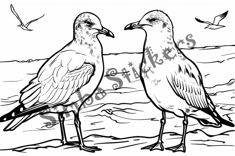 Colouring pages, bundle of seagulls, 25 images