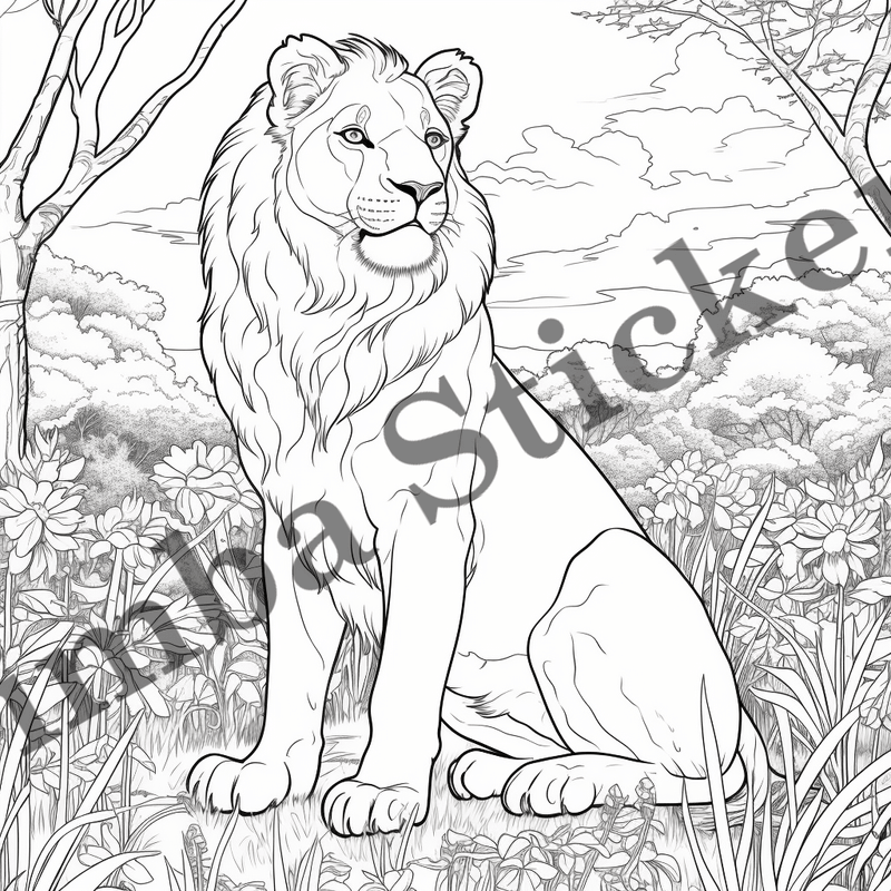 Colouring pages, Bundle of lions, 25 images