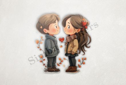 Boy and girl nervously in love
