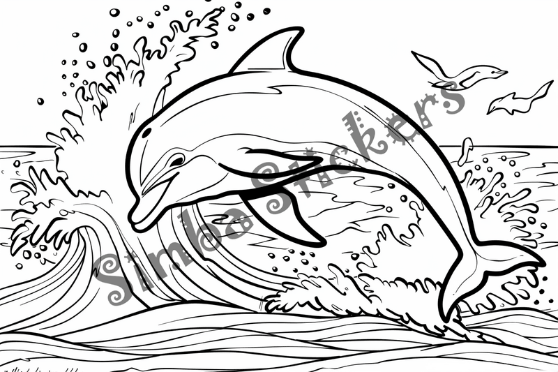 Colouring pages, bundle of dolphins, 25 images