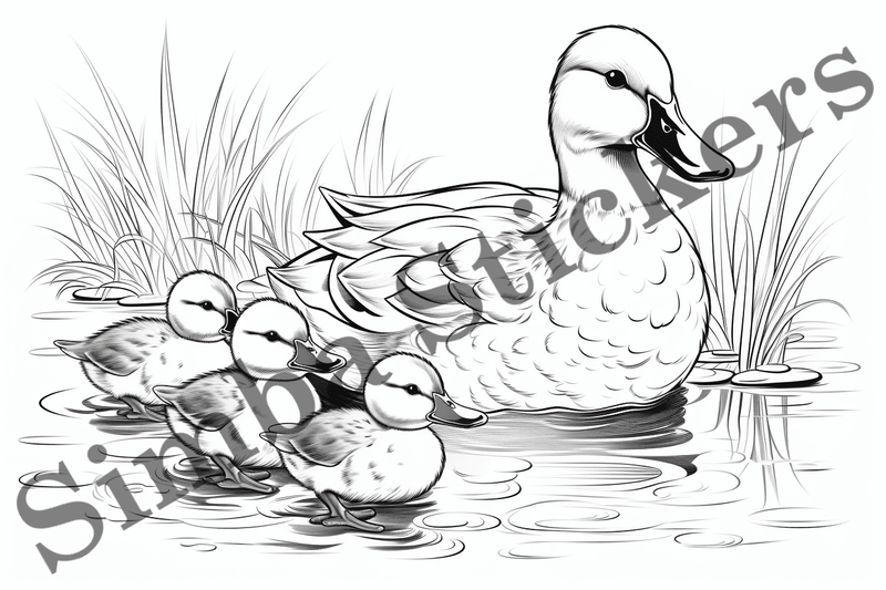 Colouring pages, Bundle of ducks in love, 25 images