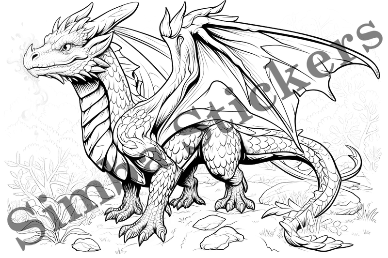 Colouring pages, bundle of dragons, 25 images