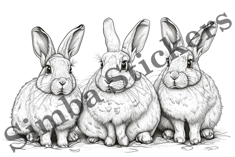 Colouring pages, Bundle of hares, 25 images