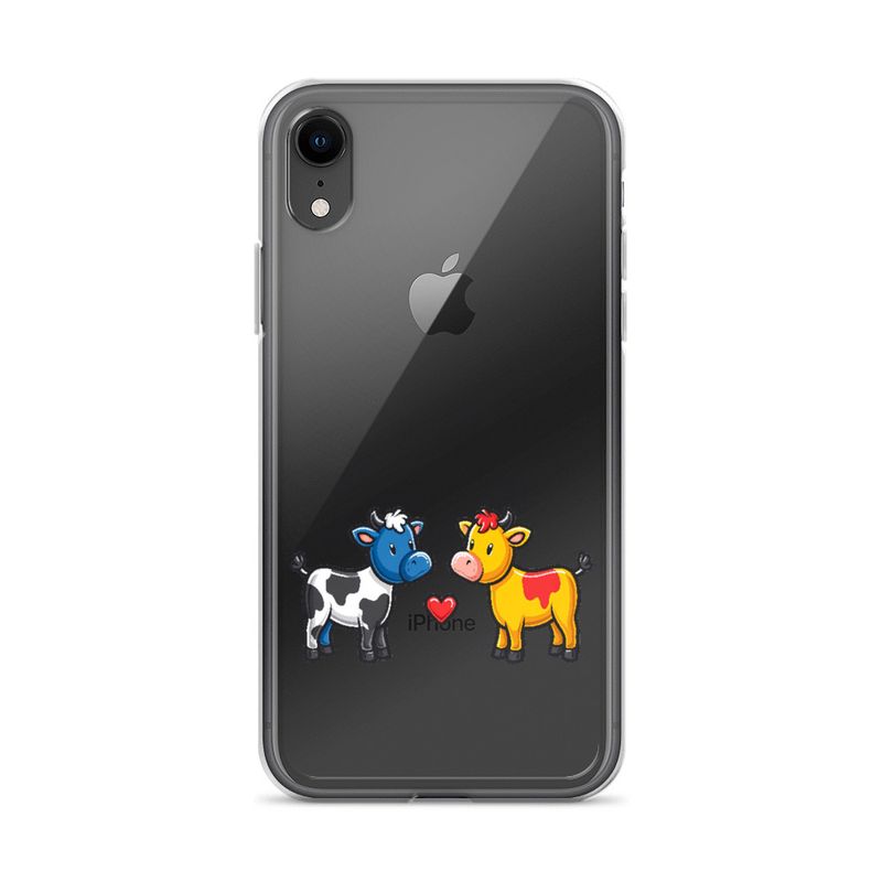 Clear Case for iPhone, Cattle, bull and cow in love, both colourful, zbyzzs