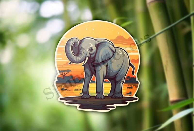African elephant in the Savanna at sunset