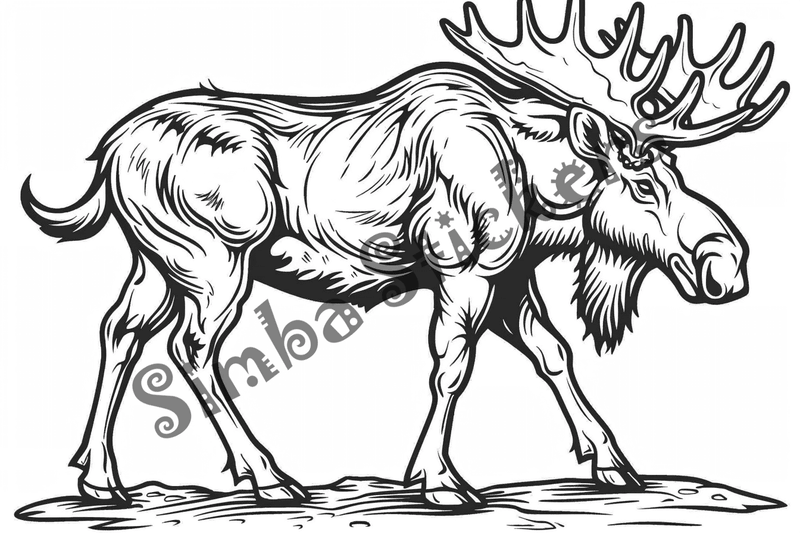 Colouring pages, Bundle of moose, 50 images
