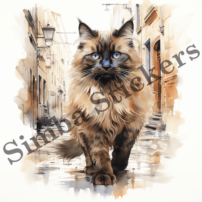 Himalayan cats, watercolour, image set, 10 images