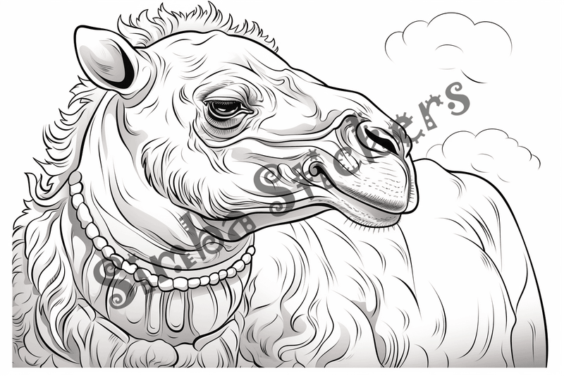 Colouring pages, bundle of camels, 25 images