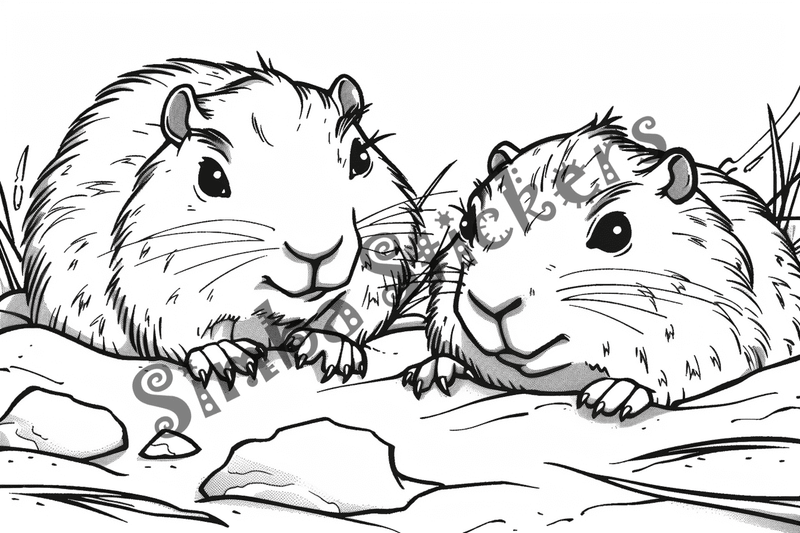 Colouring pages, bundle of groundhogs, 50 images 2