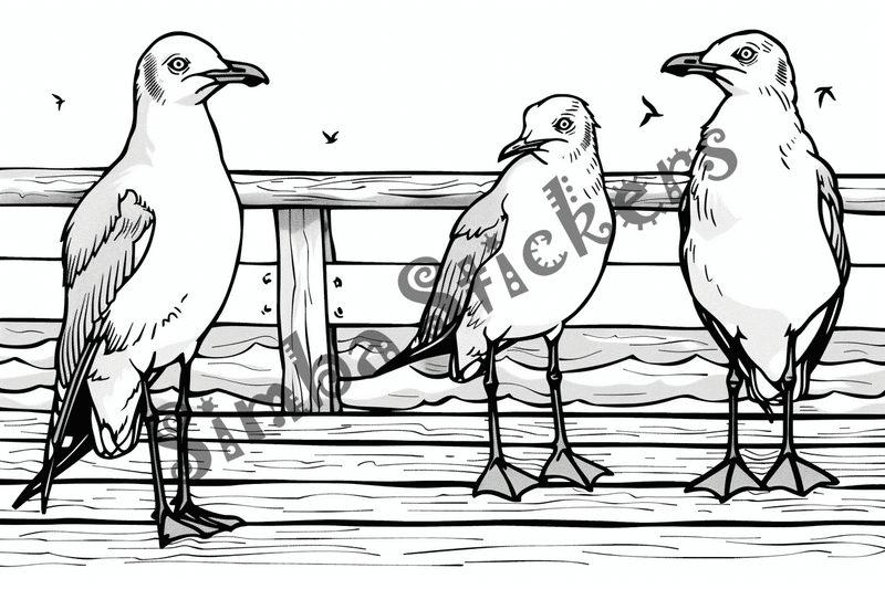 Colouring pages, bundle of seagulls 2, 25 images