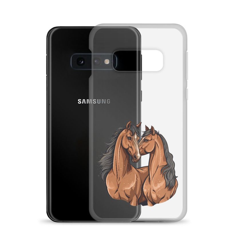 Clear Case for Samsung, Two brown horses snuggling, tdwcyd
