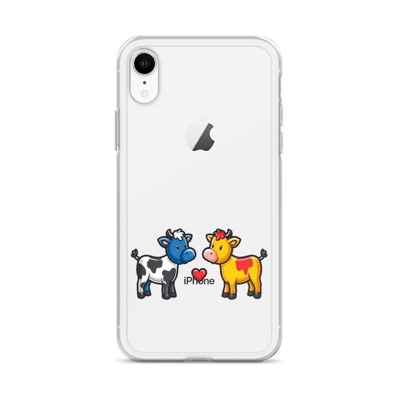Clear Case for iPhone, Cattle, bull and cow in love, both colourful, zbyzzs