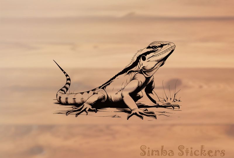 Lizard full-body with large claws outline art