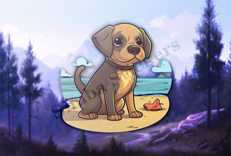 Dog puppy at the beach