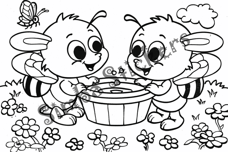 Colouring pages, bundle of bees in love, 25 images