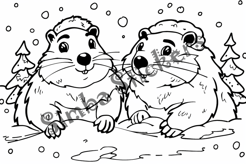 Colouring pages, bundle of groundhogs in love, 25 images