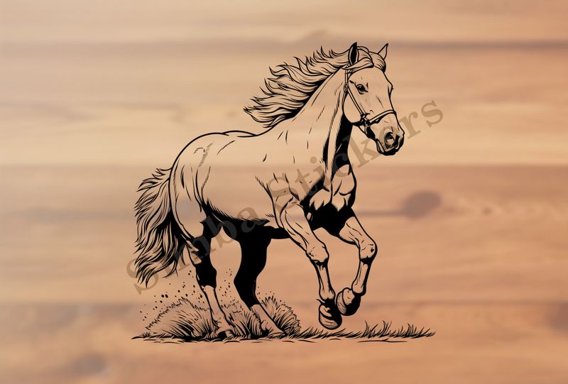 Horse galloping, outline art