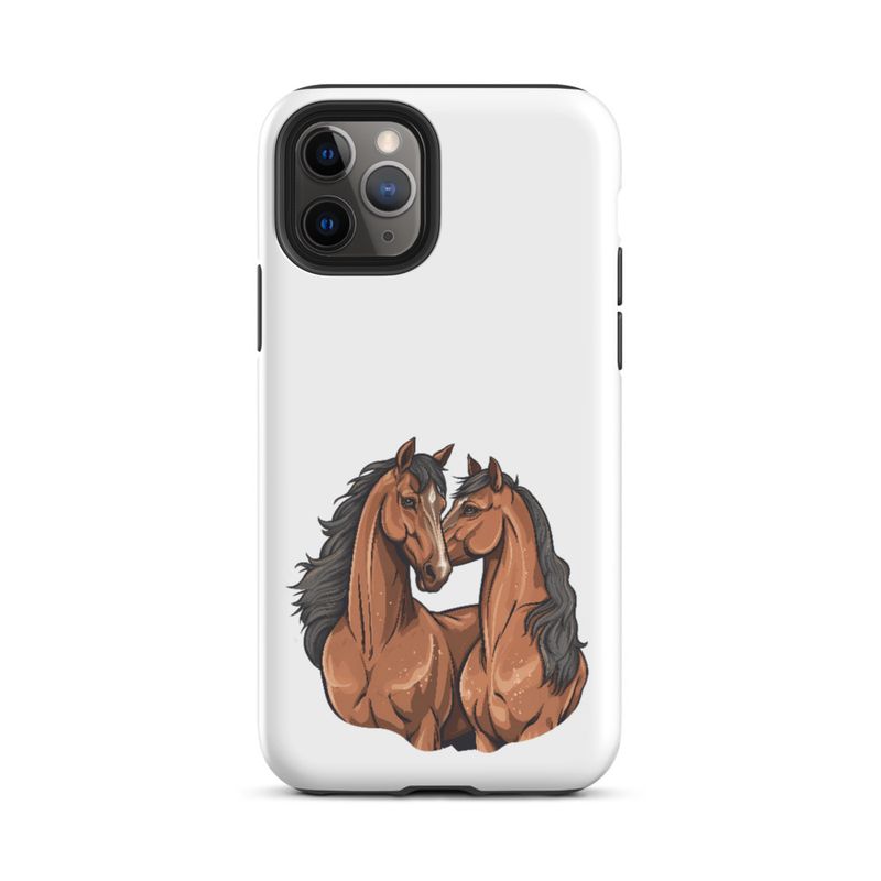 Tough Case for iPhone, Two brown horses snuggling, tdwcyd