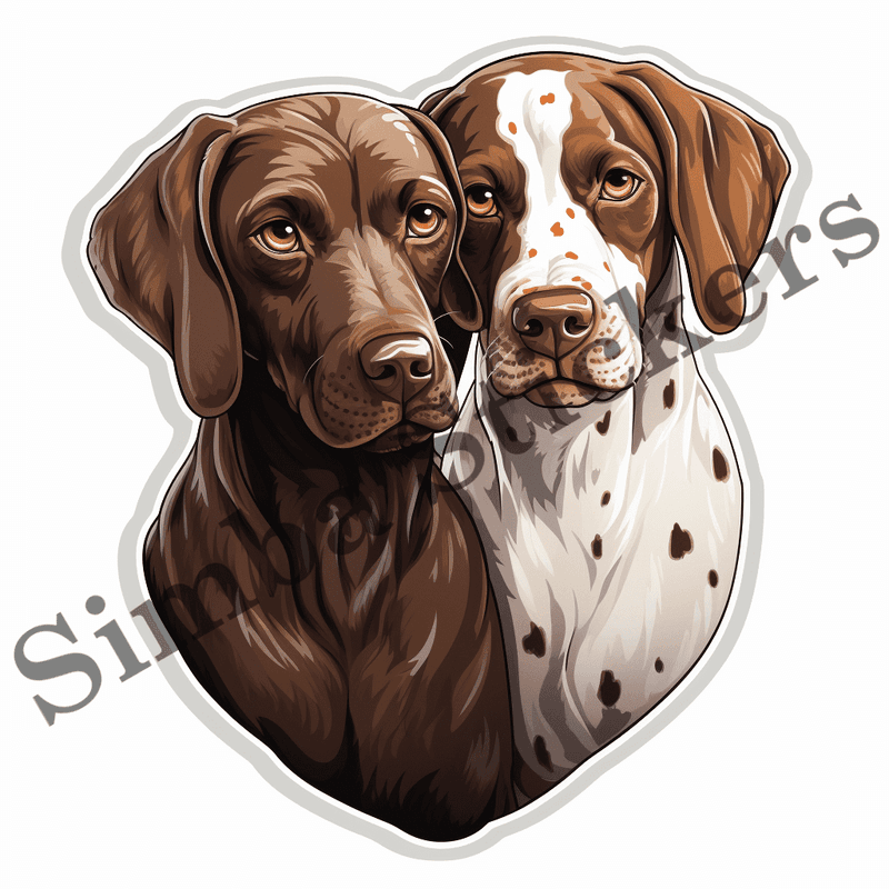 German Shorthaired Pointer dogs in love, image set, 10 images